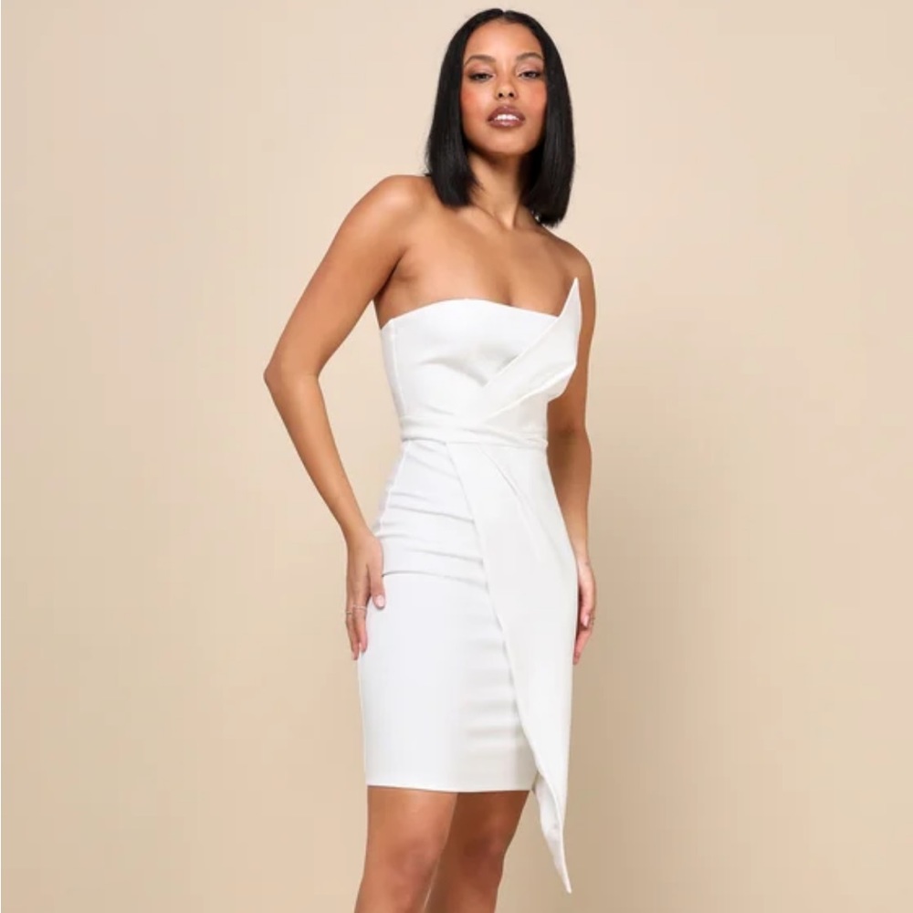 NWOT Lulus Queen of the City White Strapless Bodycon Dress